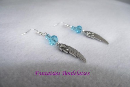 Boucles d'oreilles ailes d'ange turquoise